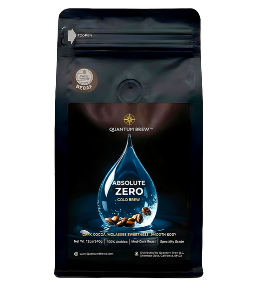 Absolute Zero decaf coffee bag on light background