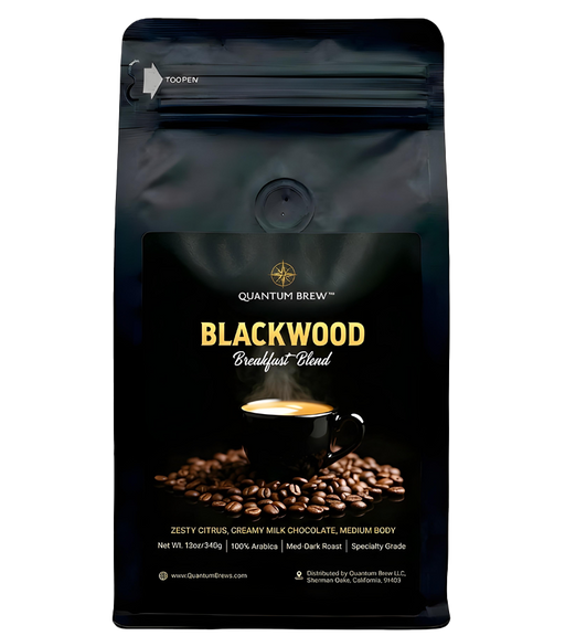 Blackwood Breakfast Blend coffee bag on light background