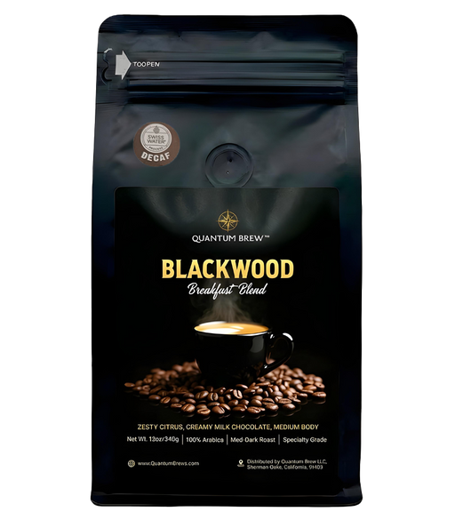 Blackwood Breakfast Blend Decaf Quantum Brew Coffee bag