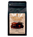 Chocolate caramel flavored coffee bag on light background