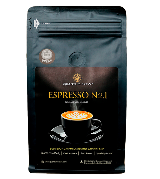 Espresso No1 Signature Blend Decaf Quantum Brew Coffee bag