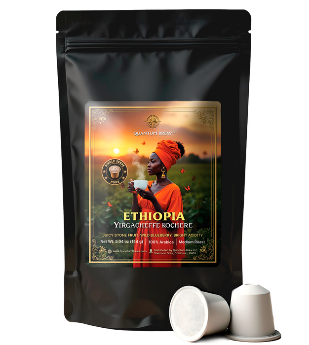 Ethiopia Yirgacheffe K-cups box on light background