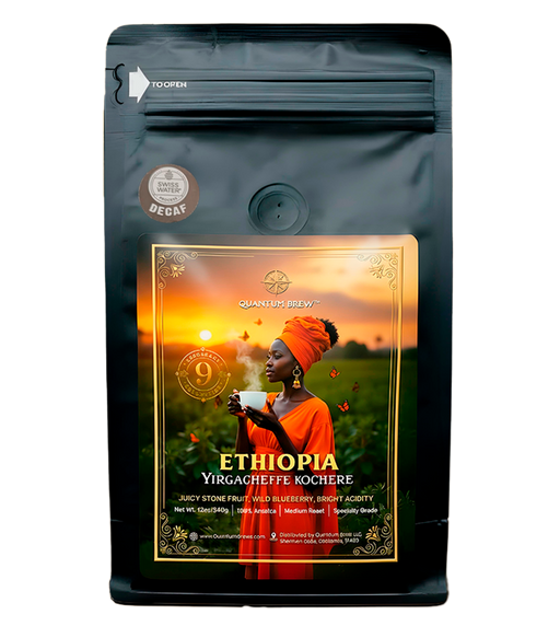 Ethiopia Yirgacheffe Kochere Decaf Quantum Brew Coffee bag