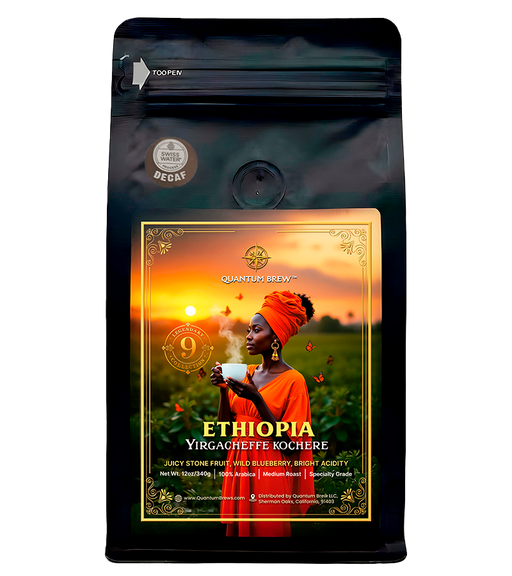 Ethiopia Yirgacheffe Kochere Decaf Quantum Brew Coffee bag