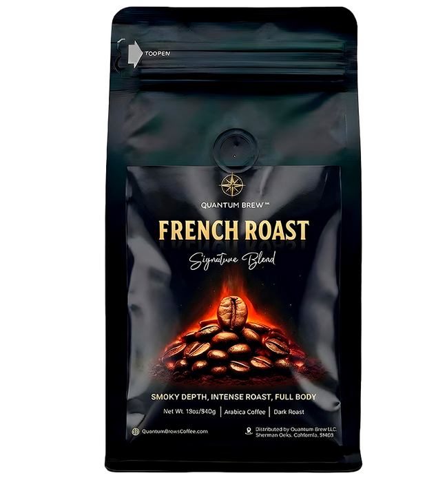 French Roast coffee bag on light background