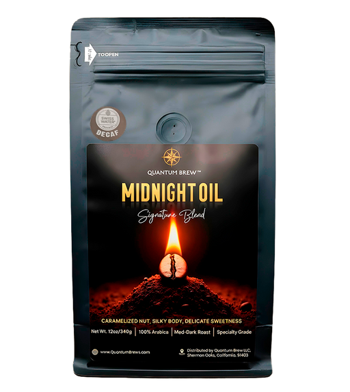 Midnight Oil Signature Blend Decaf Quantum Brew Coffee bag